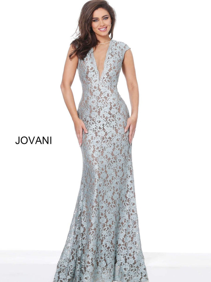 Jovani 8118 — Light Blue/Nude