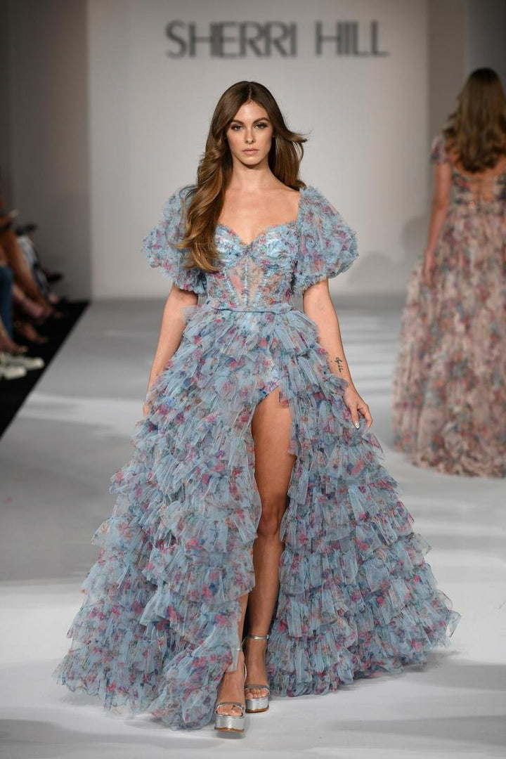 Sherri Hill 55618 — Light Blue Print