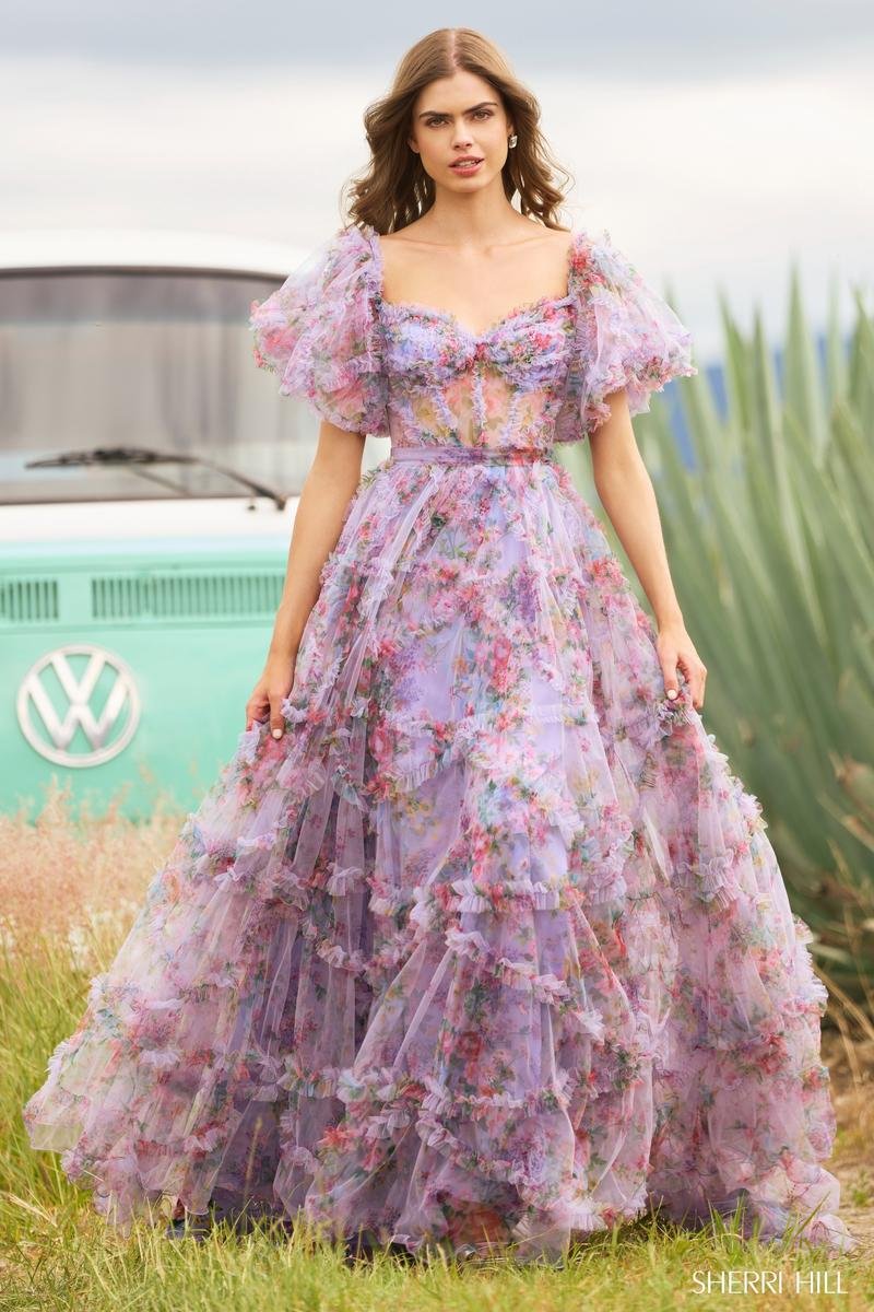 Sherri Hill 55541 — Light Blue Print