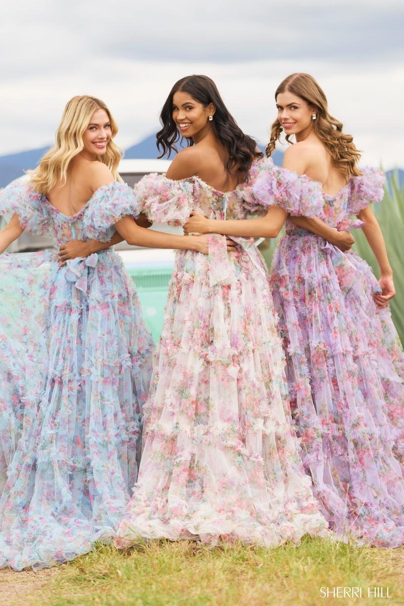 Sherri Hill 55541 — Light Blue Print Multiple