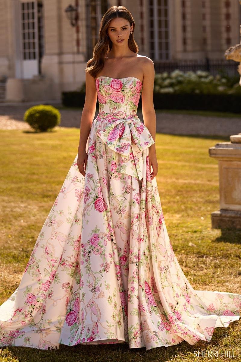 Sherri Hill 57667 Light Pink Print Prom Dress