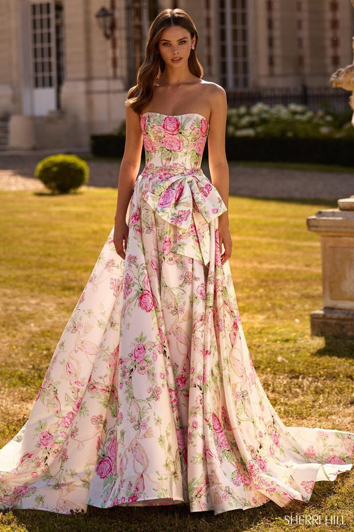 Sherri Hill 57667 Light Pink Print Prom Dress
