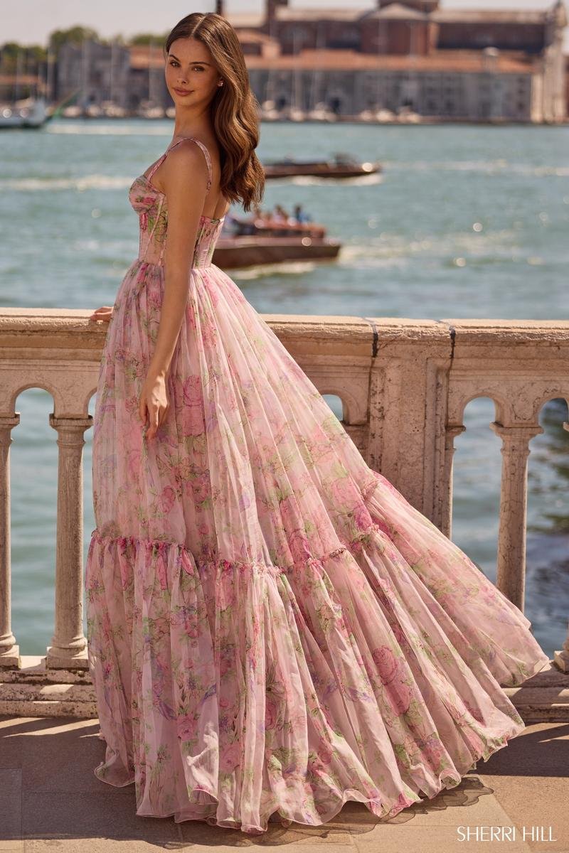 Sherri Hill 57628 Light Pink Print Prom Dress