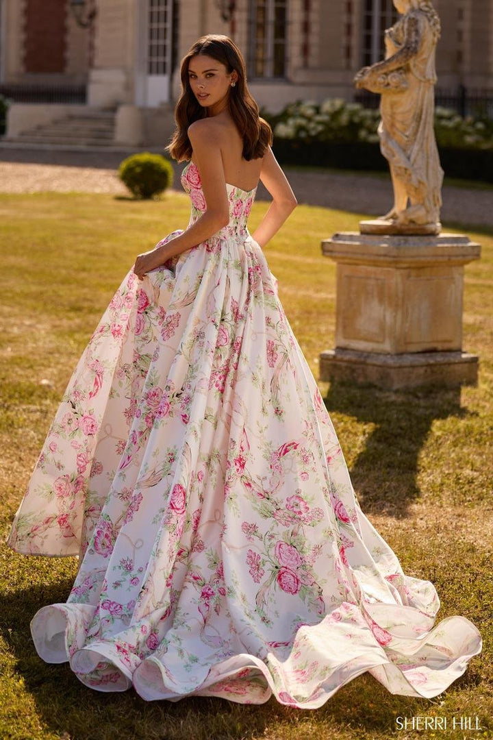 Sherri Hill 57667 Light Pink Print Prom Dress