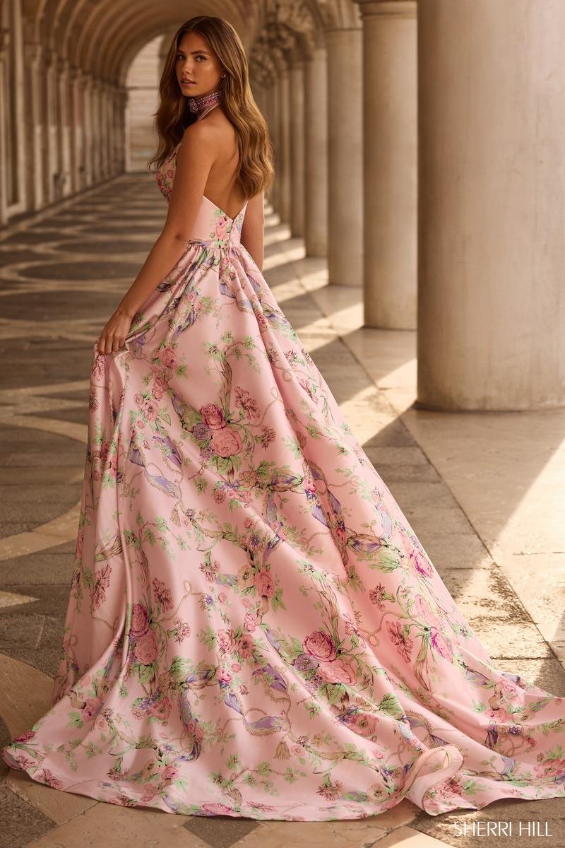 Sherri Hill 57600 Light Pink Print Prom Dress