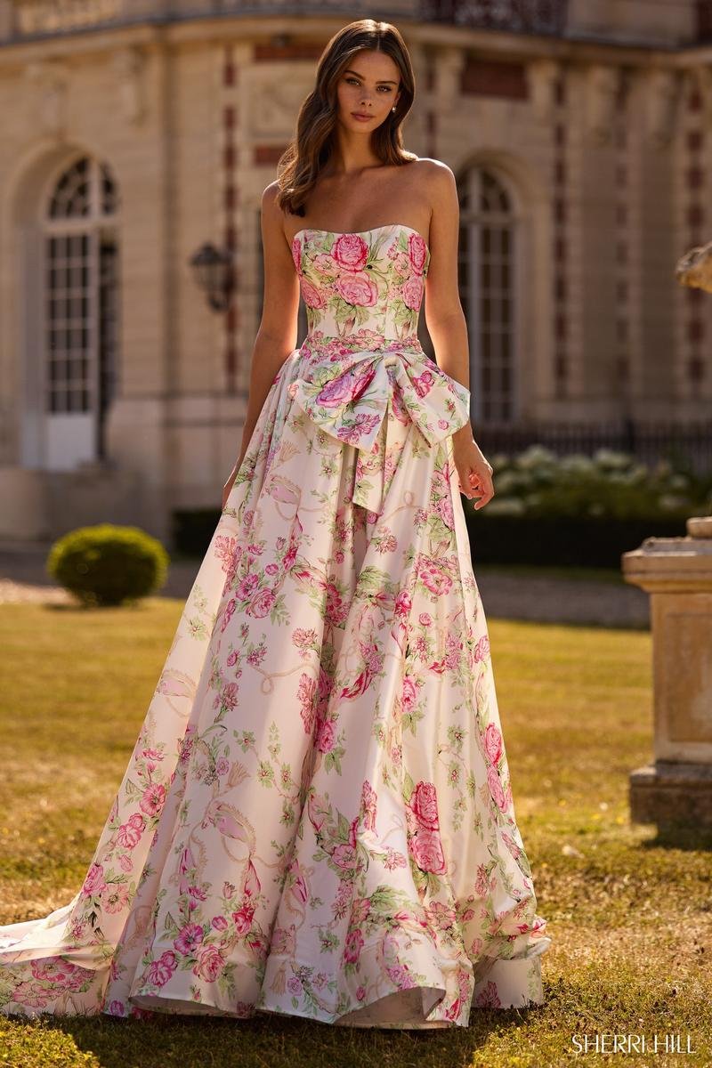 Sherri Hill 57667 Light Pink Print Prom Dress