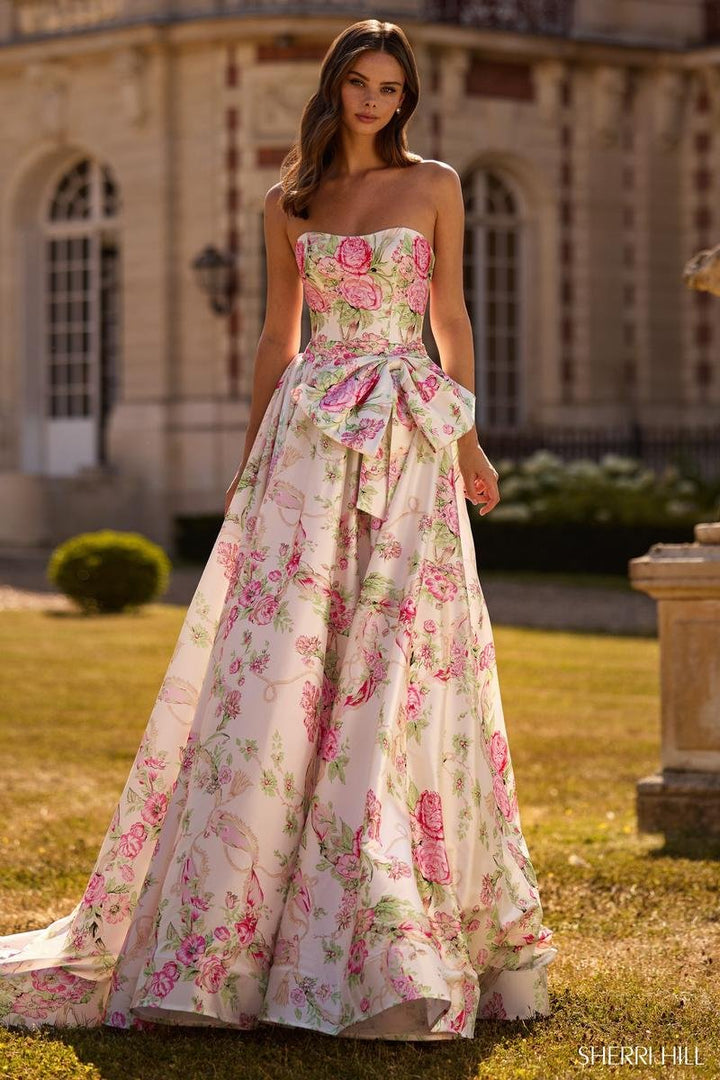 Sherri Hill 57667 Light Pink Print Prom Dress