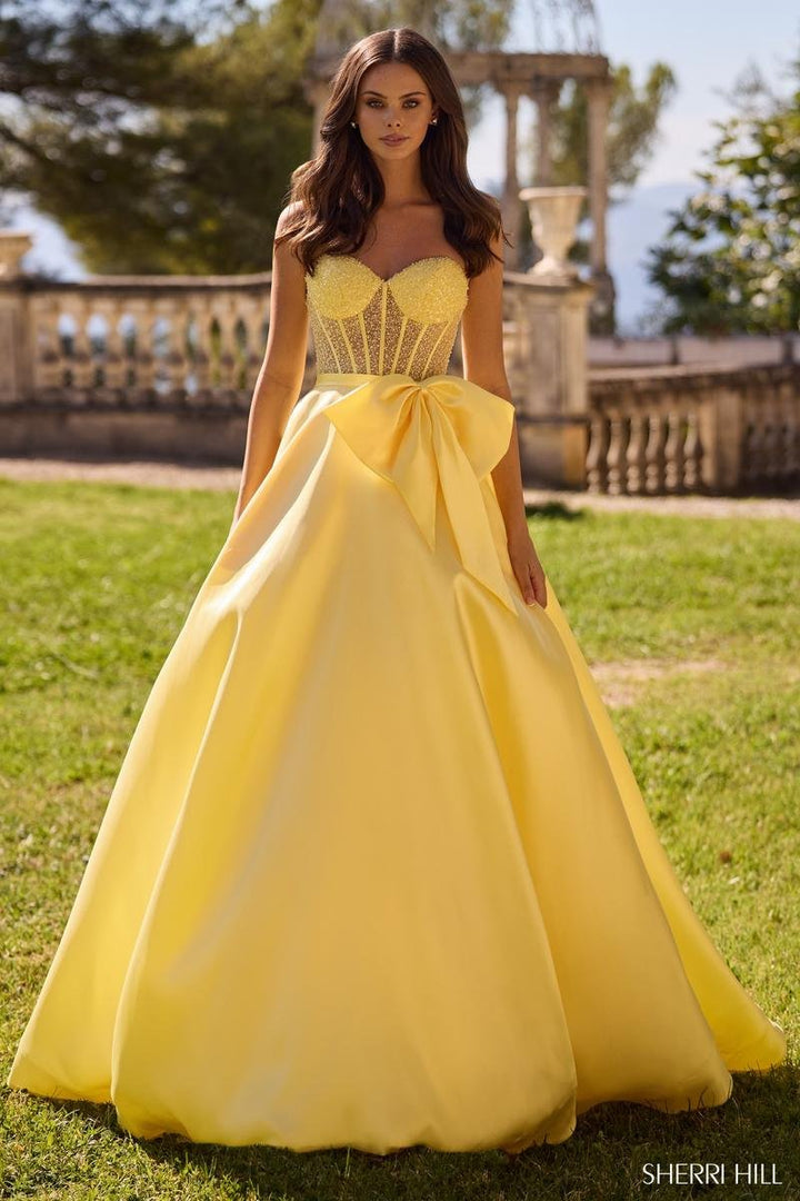 Sherri Hill 57035 Light Yellow Prom Dress