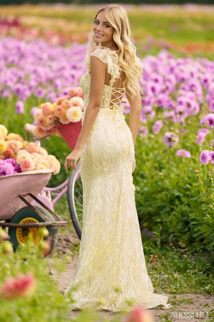 Sherri Hill 56209 Light Yellow Prom Dress