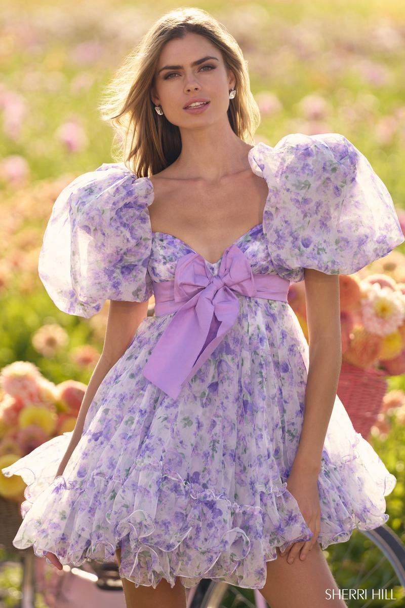 Sherri Hill 56383 Lilac Print Prom Dress