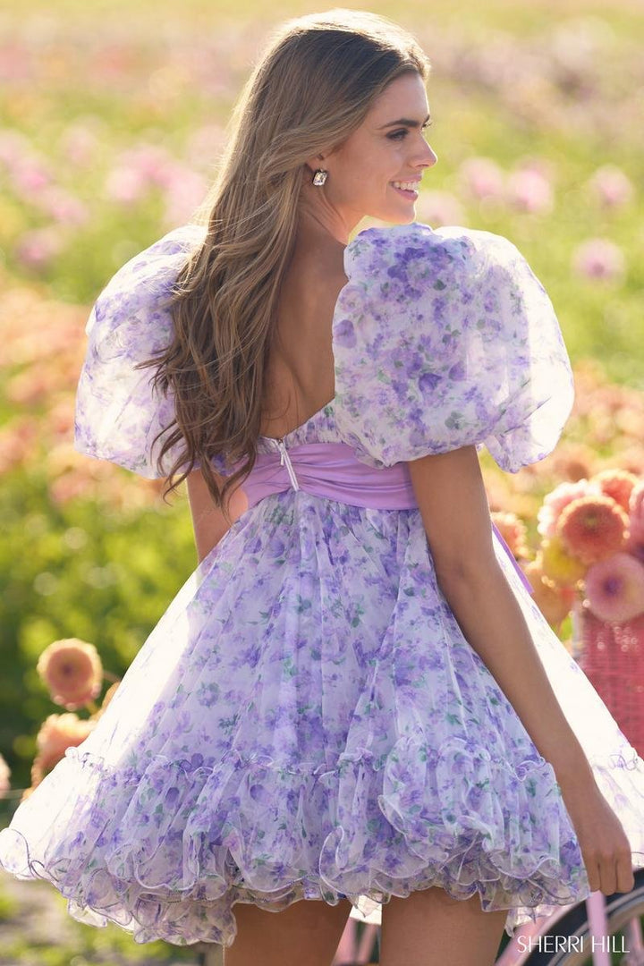 Sherri Hill 56383 Lilac Print Prom Dress