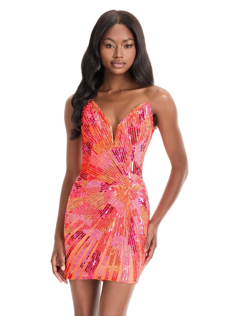 Ashley Lauren 4894 Multi Coral Prom Dress