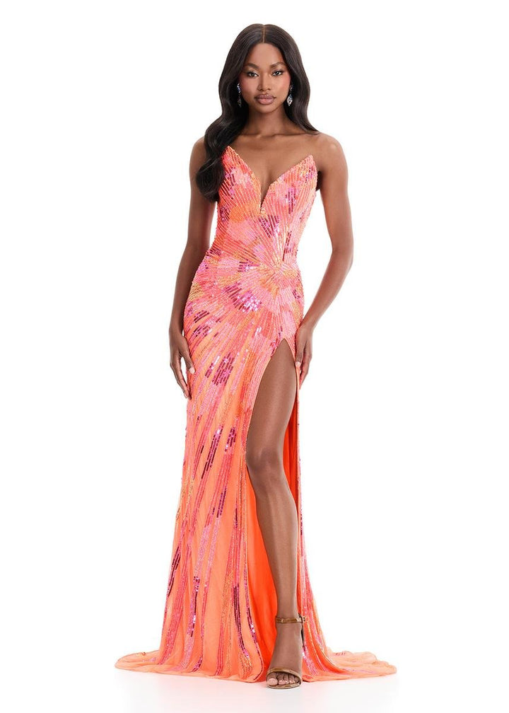 Ashley Lauren 11822 Multi Coral Prom Dress