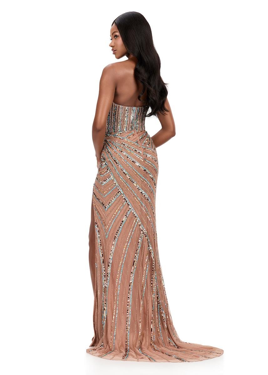 Ashley Lauren 12150 Multi Dark Nude Prom Dress