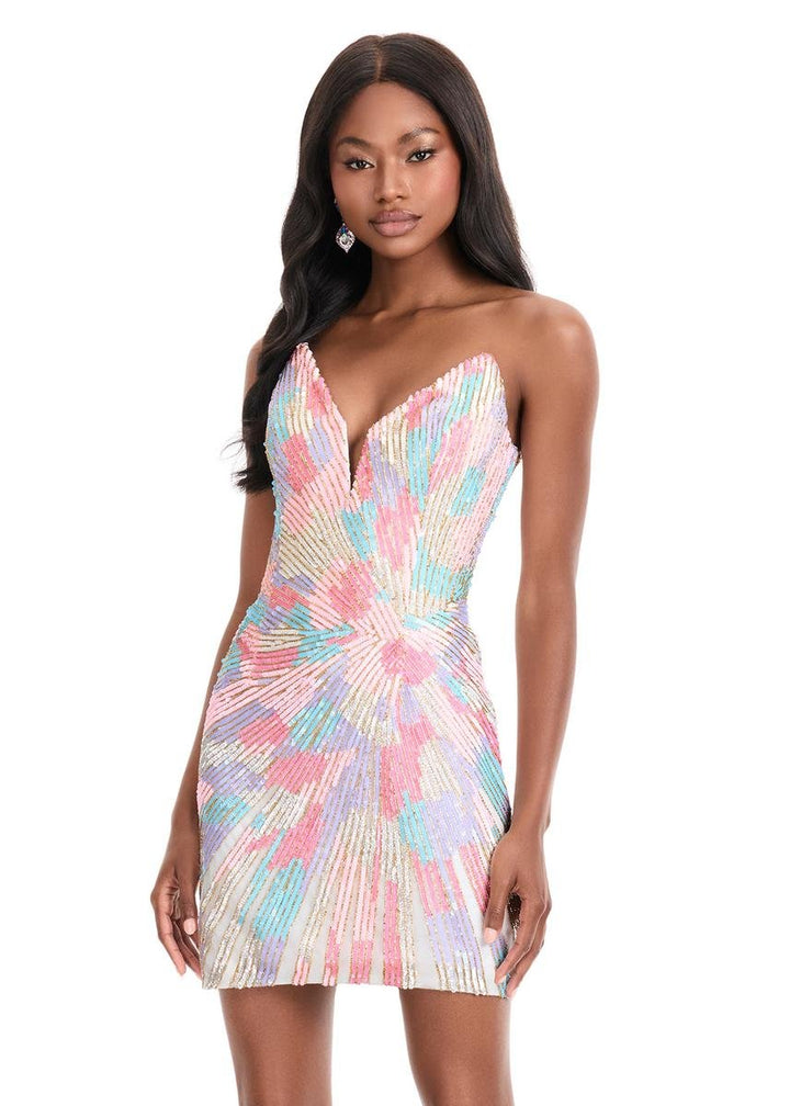 Ashley Lauren 4894 Multi Ivory Prom Dress