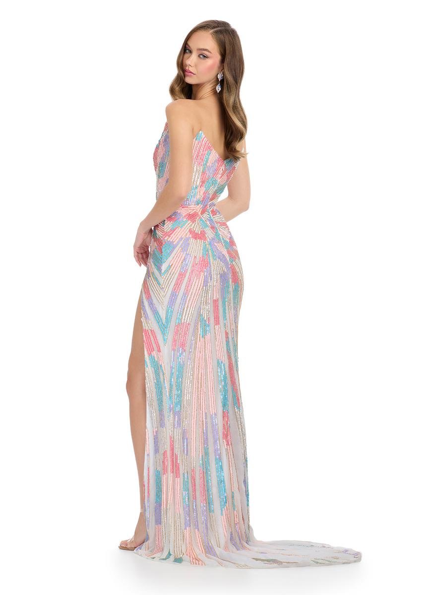 Ashley Lauren 11822 Multi Ivory Prom Dress