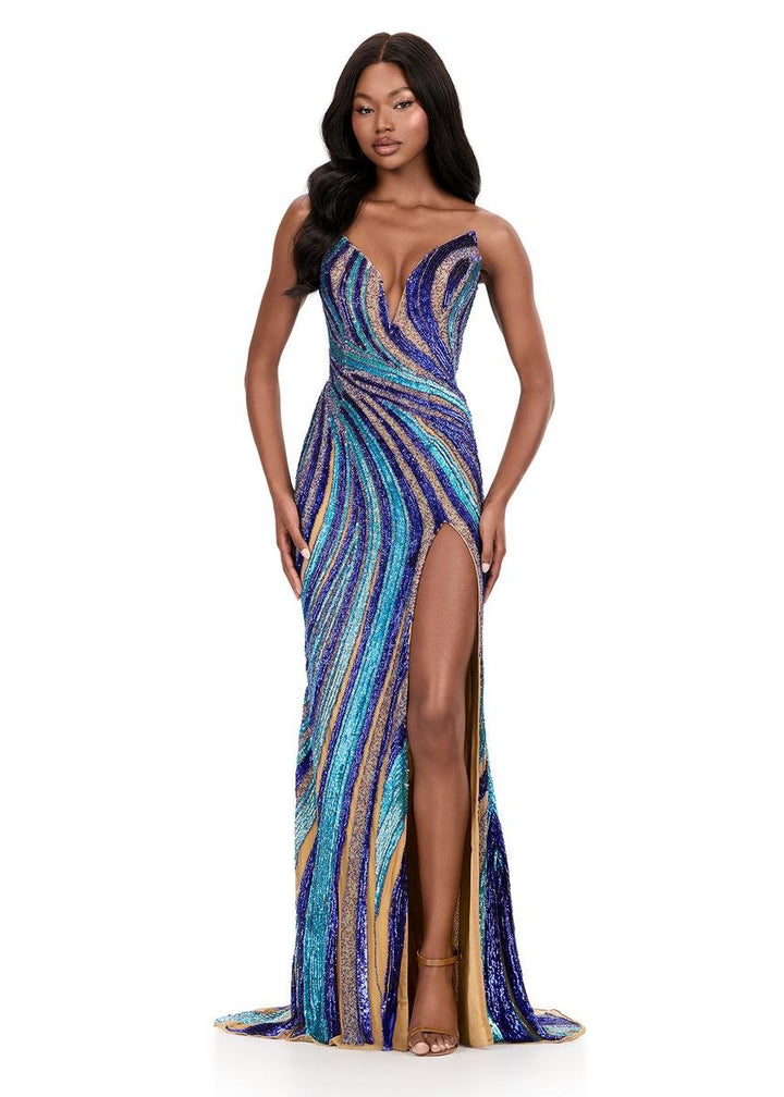 Ashley Lauren 12231 Multi Nude Prom Dress