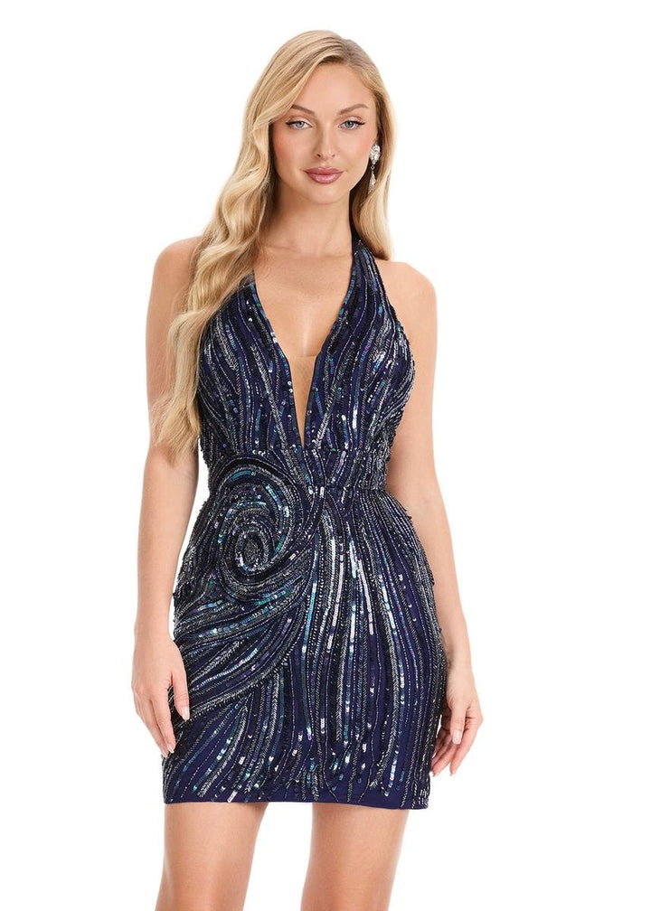 Ashley Lauren 4791 Navy Prom Dress