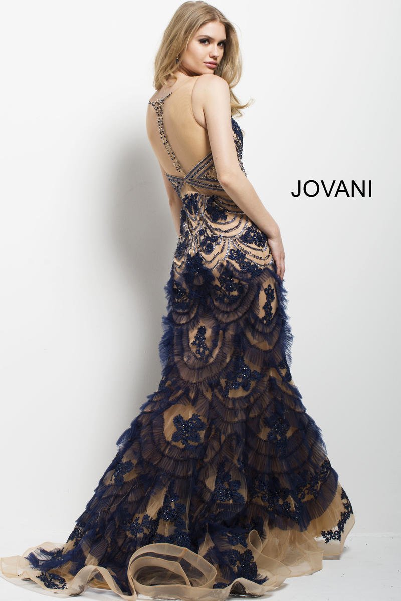 Jovani 41592 — Navy/Nude