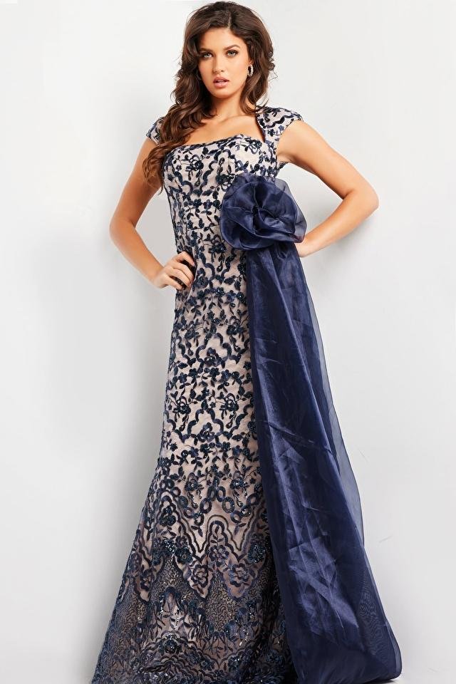 Jovani 37203 — Navy/Nude