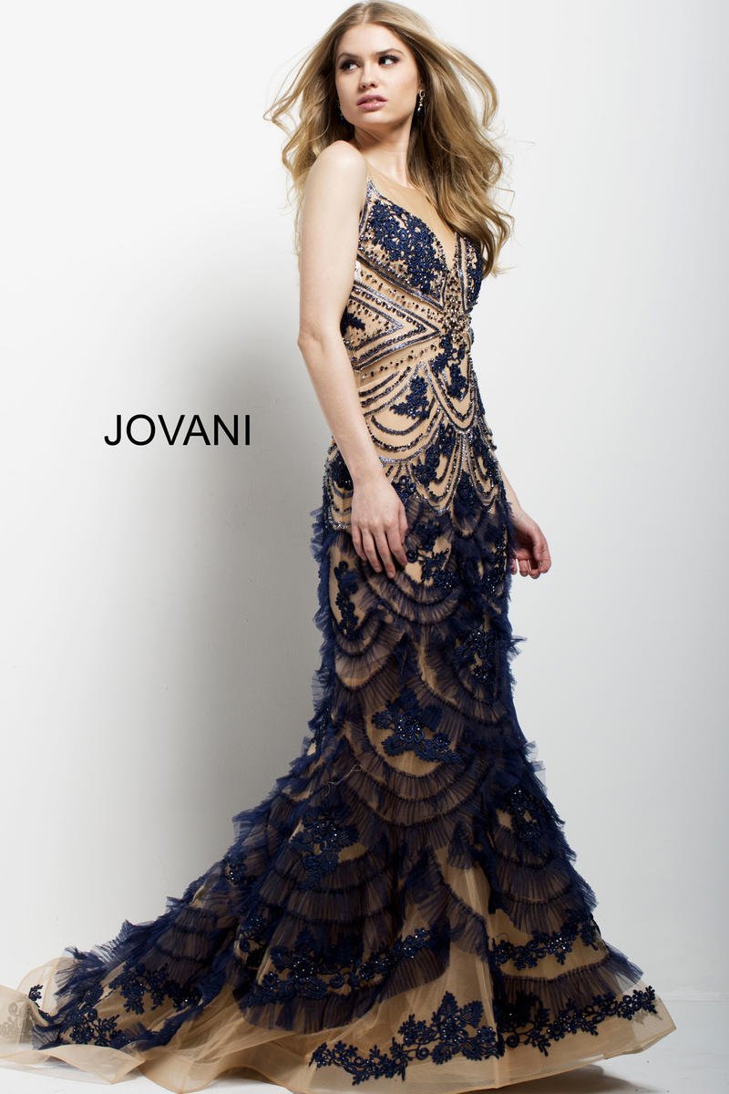 Jovani 41592 — Navy/Nude