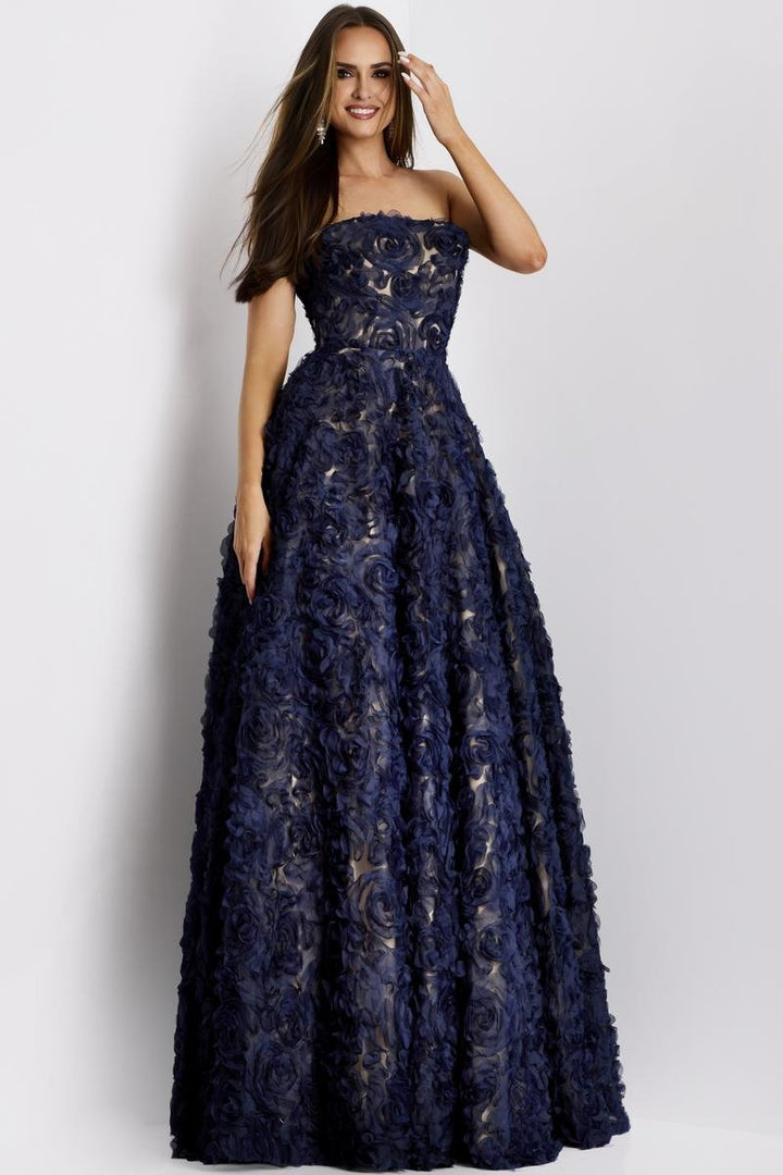 Jovani 41188 — Navy/Nude