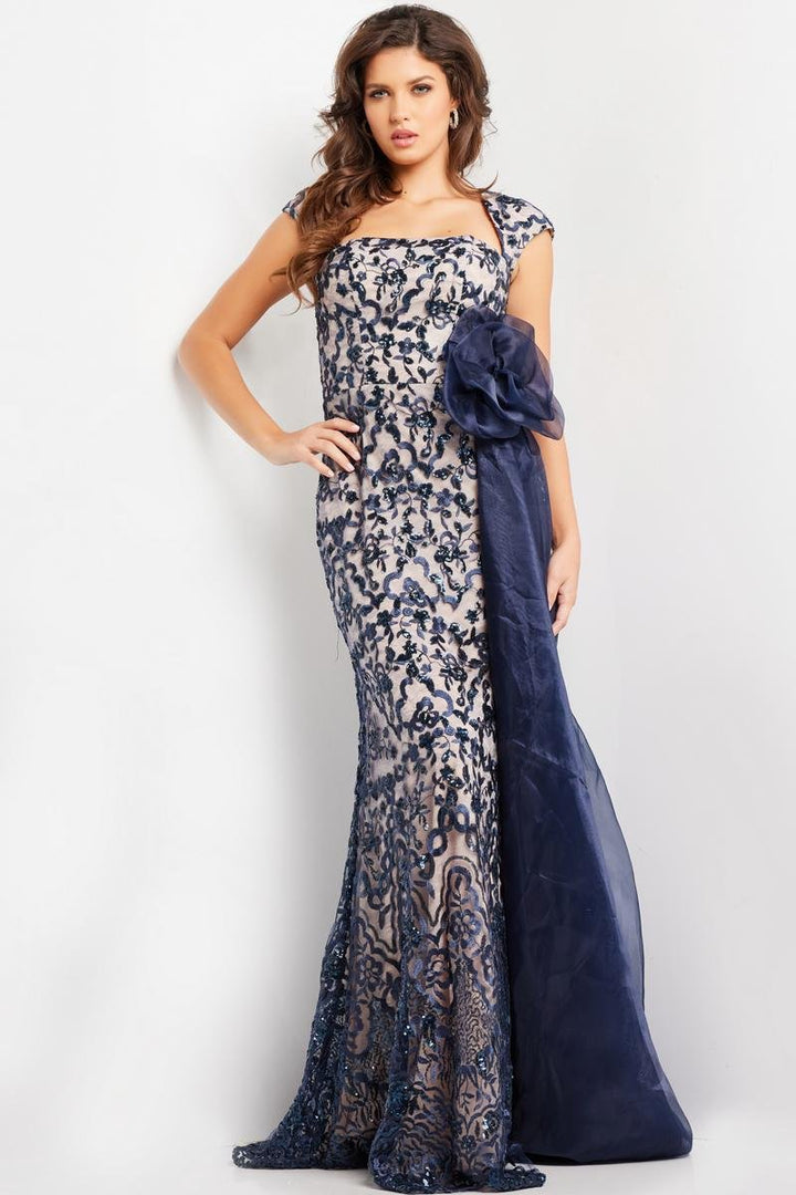 Jovani 37203 — Navy/Nude