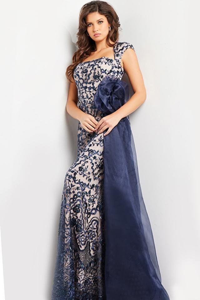Jovani 37203 — Navy/Nude