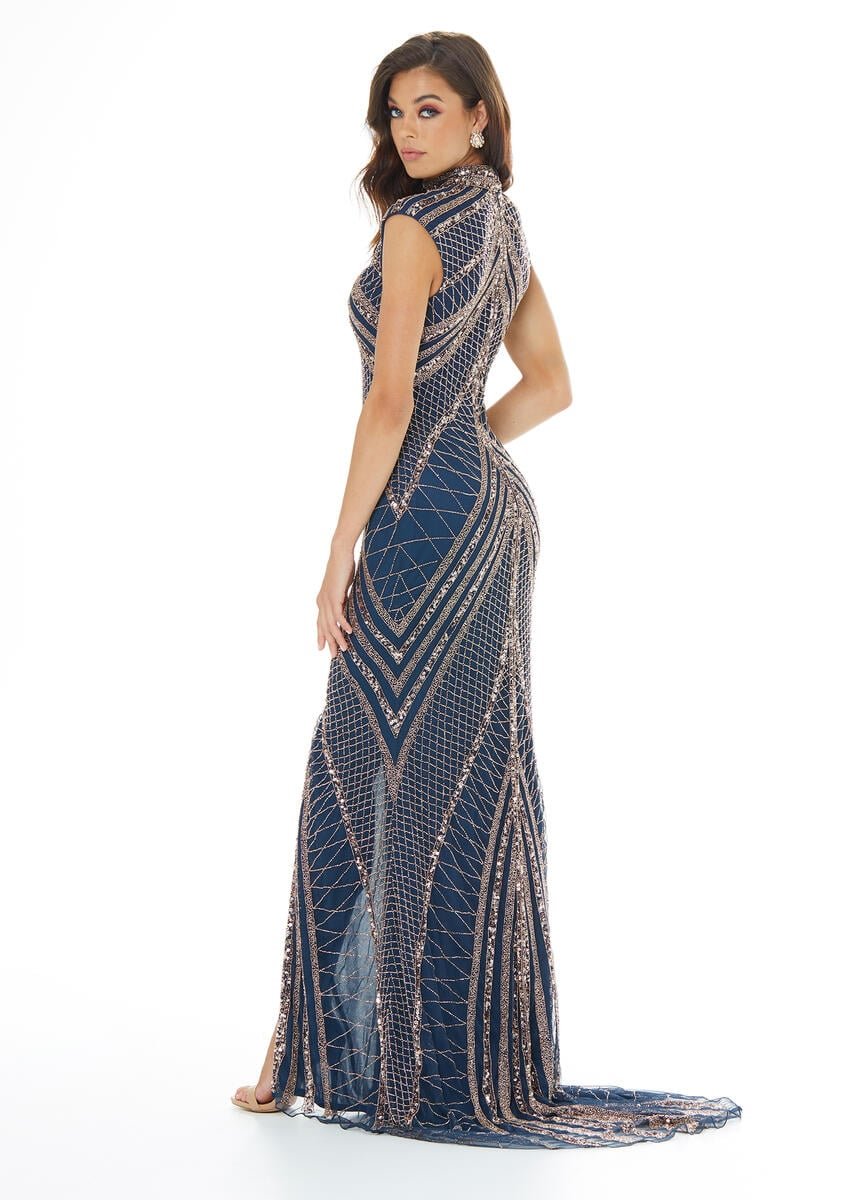 Ashley Lauren 1624 — Navy/Rose