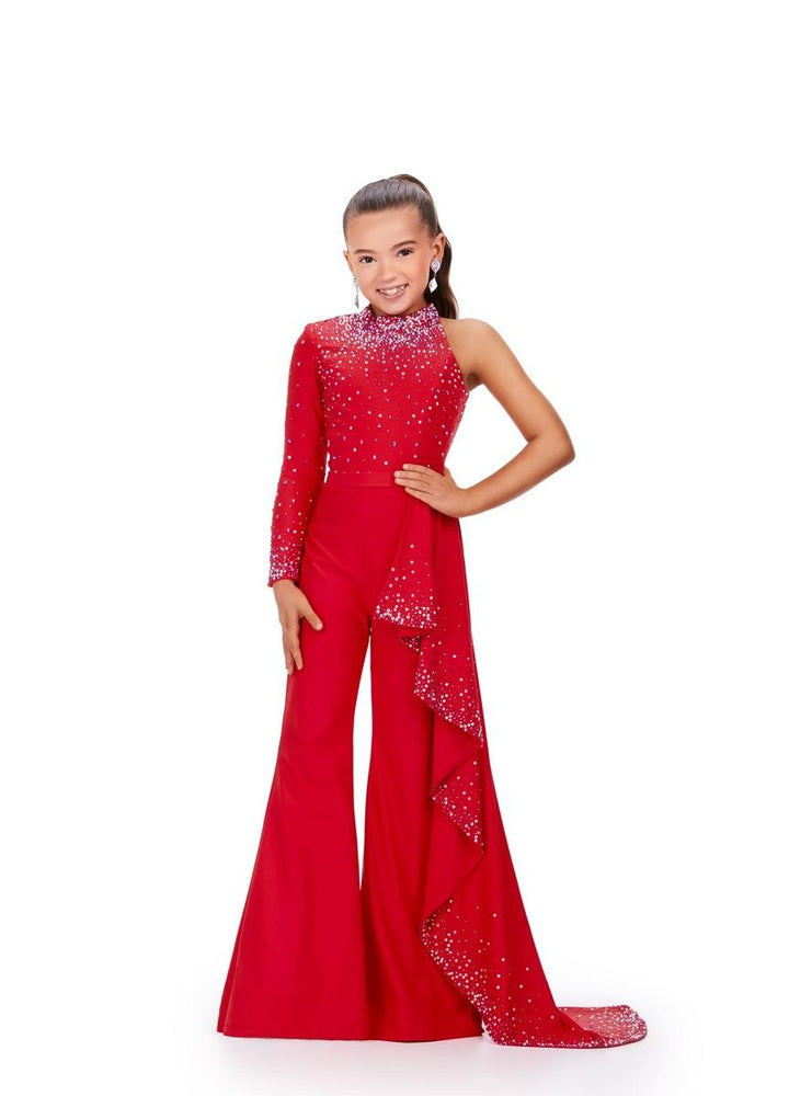 Ashley Lauren 8253 Neon Orange Prom Dress