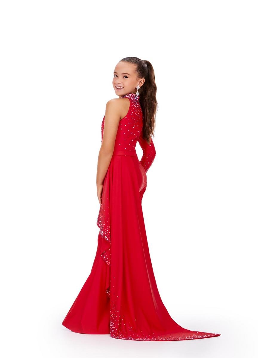 Ashley Lauren 8253 Neon Orange Prom Dress