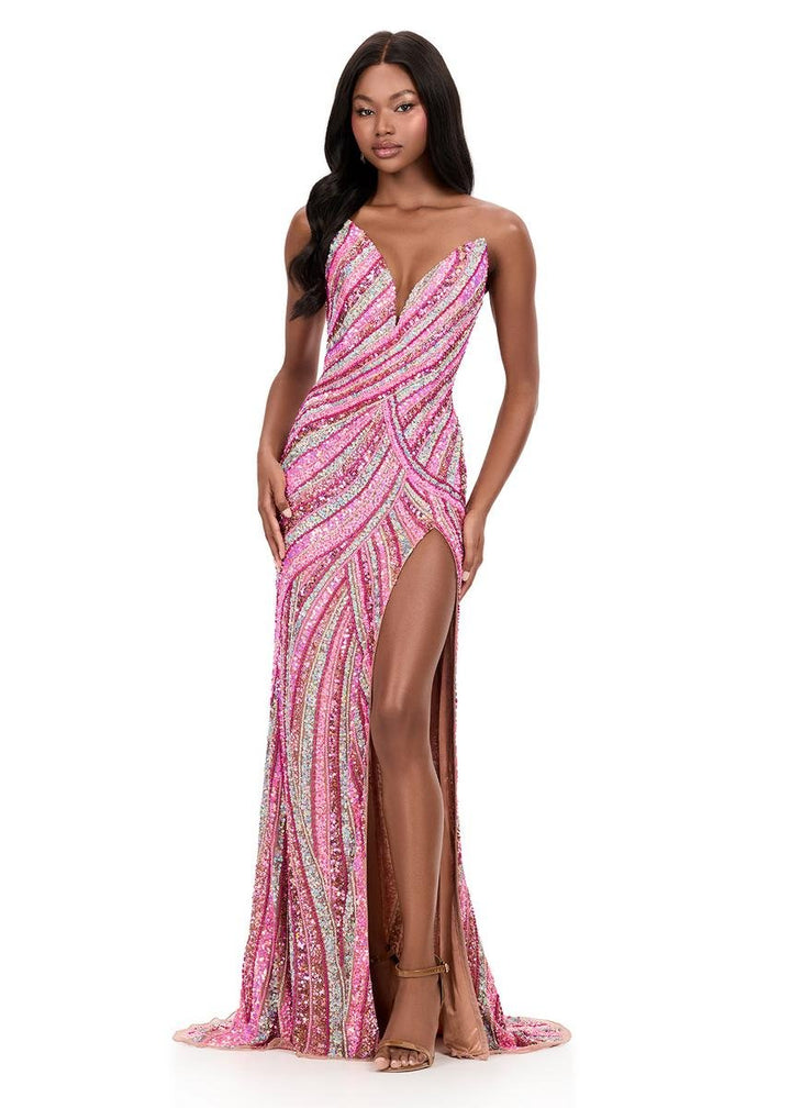 Ashley Lauren 12218 Neon Pink Prom Dress