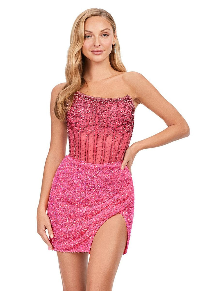 Ashley Lauren 4564 Neon Pink Prom Dress