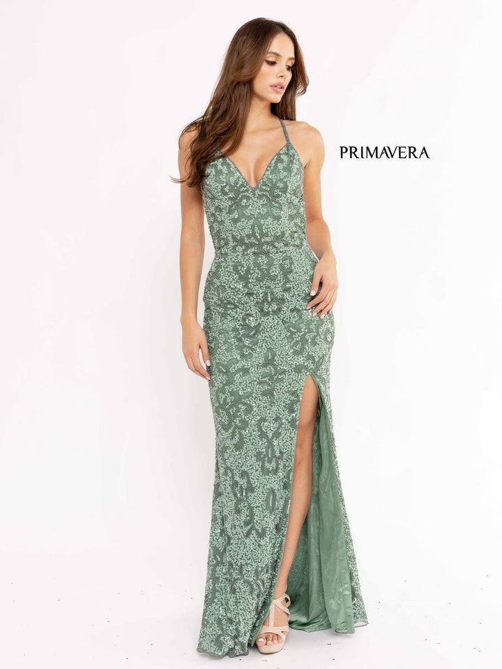 Primavera Couture 3295 Neon Sage Prom Dress