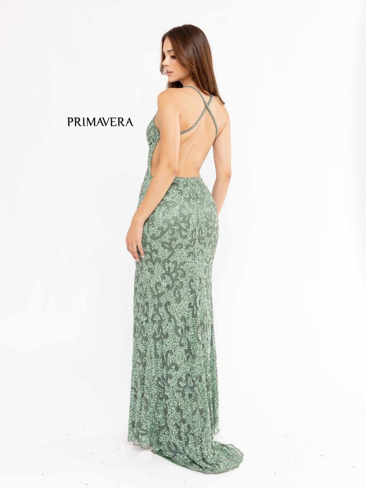 Primavera Couture 3295 Neon Sage Prom Dress