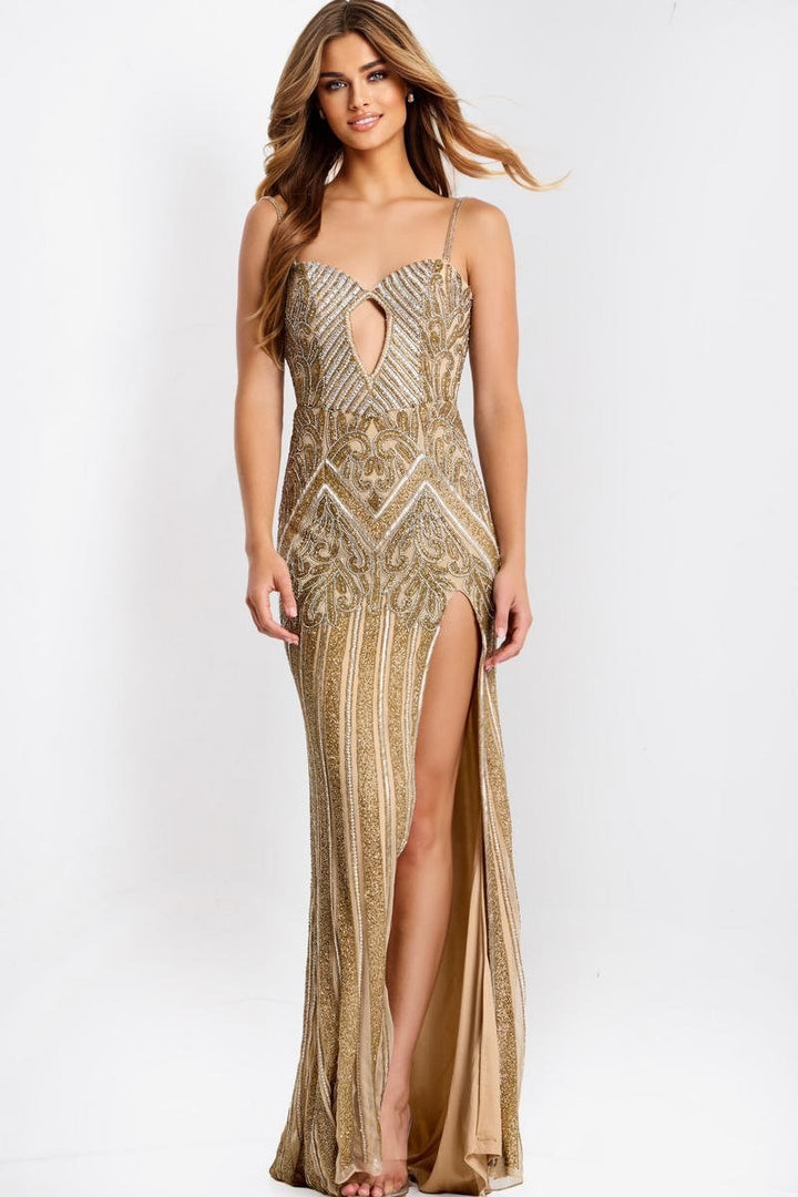 Jovani 49810 — Nude/Gold/Silver