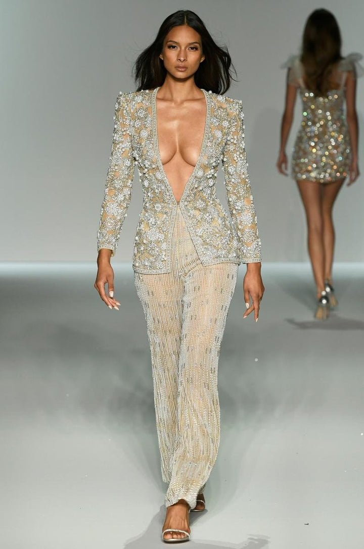 Sherri Hill 67047 — Nude/Ivory/Silver