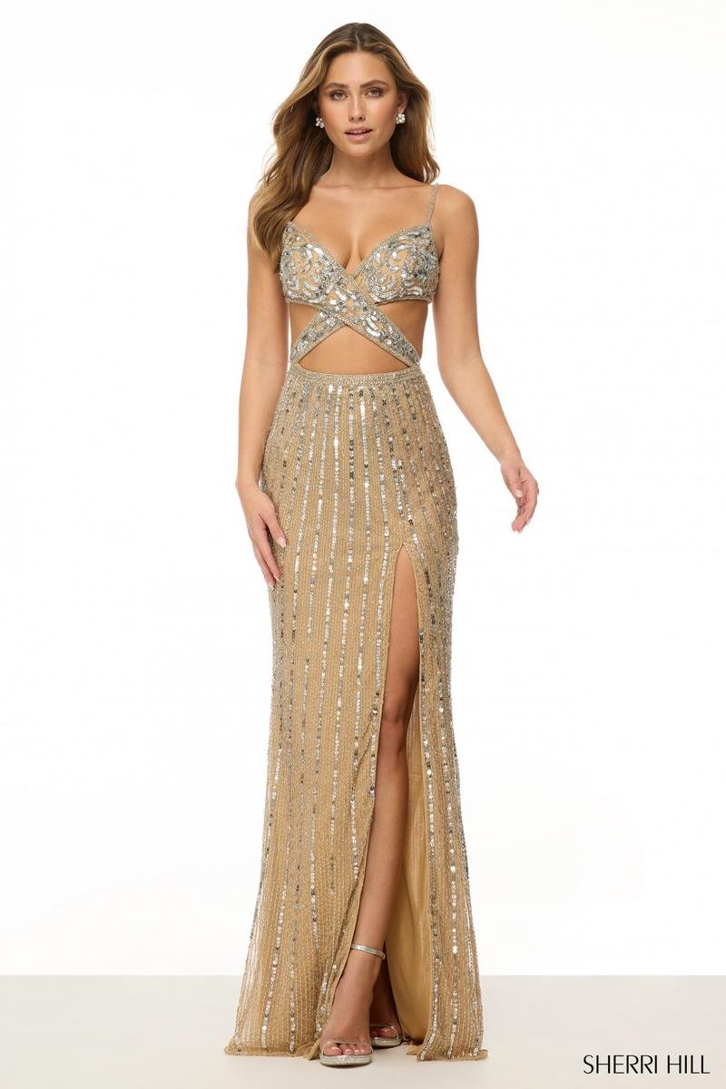 Sherri Hill 57185 — Nude/Silver