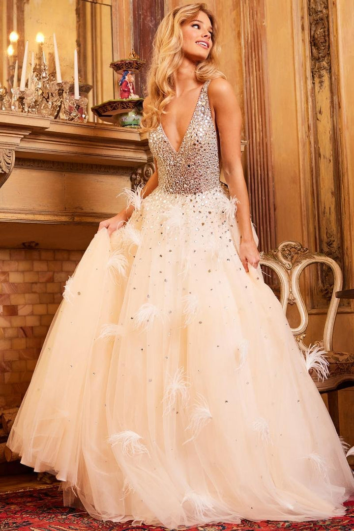 Jovani 24255 — Nude/Silver