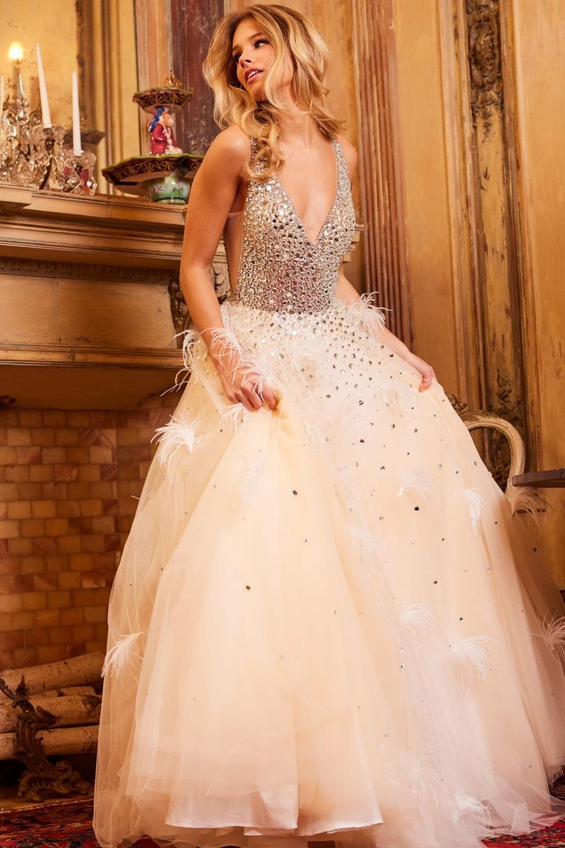 Jovani 24255 — Nude/Silver