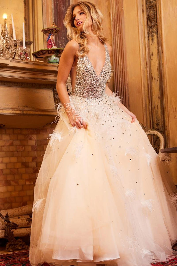 Jovani 24255 — Nude/Silver