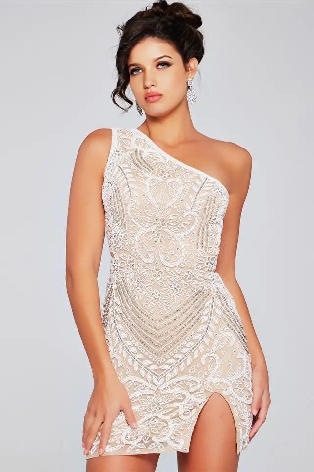 Jovani 39896 — Nude/White