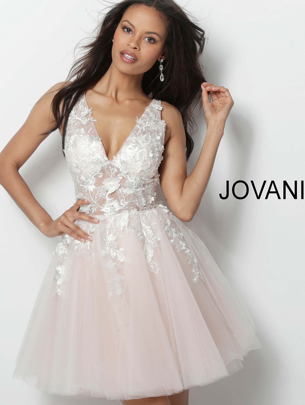 Jovani 63987 — Off White/Blush