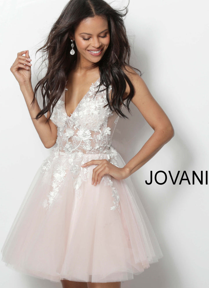 Jovani 63987 — Off White/Blush