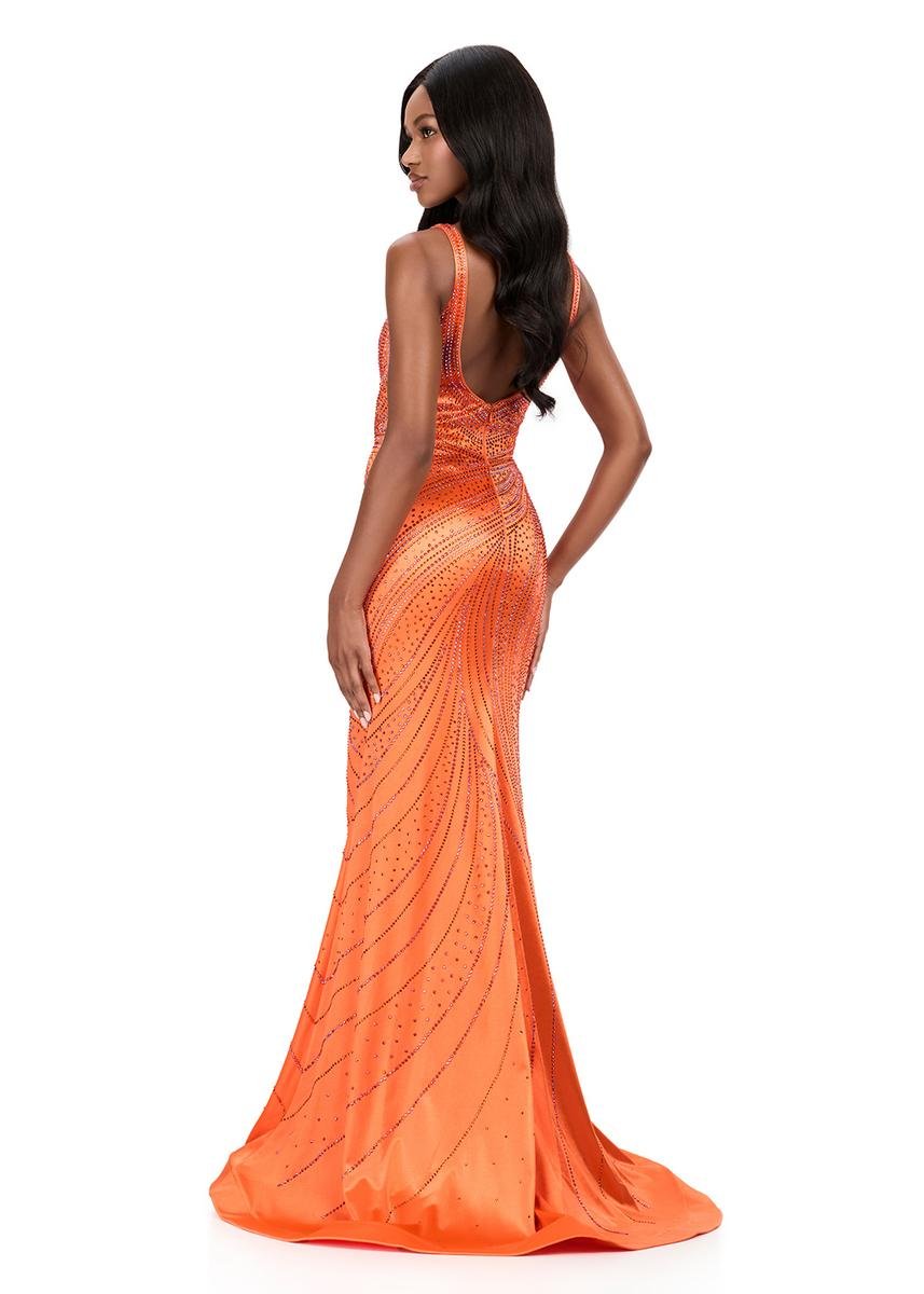 Ashley Lauren 12203 Orange Prom Dress