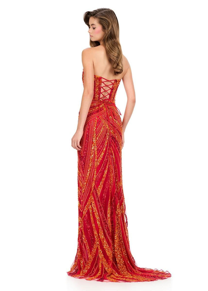Ashley Lauren 12230 Orange Red Prom Dress