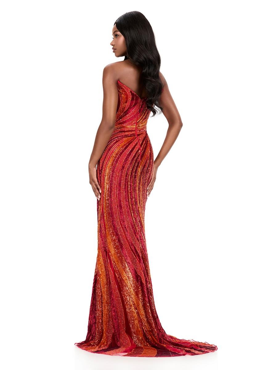 Ashley Lauren 12231 Orange Red Prom Dress