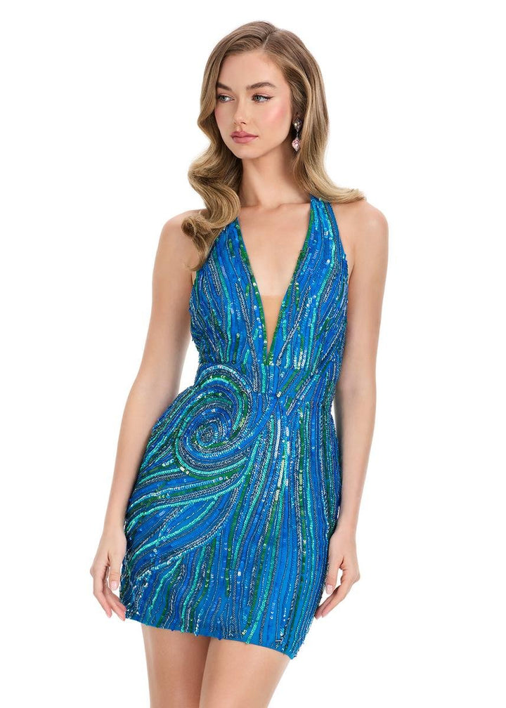 Ashley Lauren 4791 Peacock Prom Dress