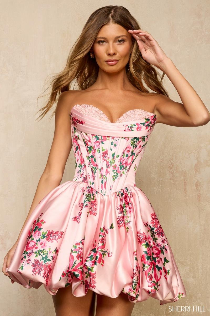 Sherri Hill 57544 Pink Print Prom Dress