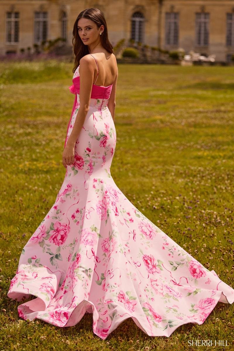 Sherri Hill 57834 Pink Print Prom Dress